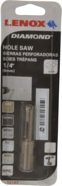 Lenox - 1/4" Diam, 1-1/8" Cutting Depth, Hole Saw - Diamond Grit Saw, Continuous Edge - Apex Tool & Supply