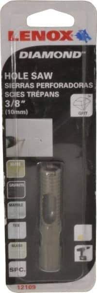 Lenox - 3/8" Diam, 1-1/8" Cutting Depth, Hole Saw - Diamond Grit Saw, Continuous Edge - Apex Tool & Supply