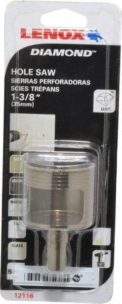 Lenox - 1-3/8" Diam, 1-1/8" Cutting Depth, Hole Saw - Diamond Grit Saw, Continuous Edge - Apex Tool & Supply