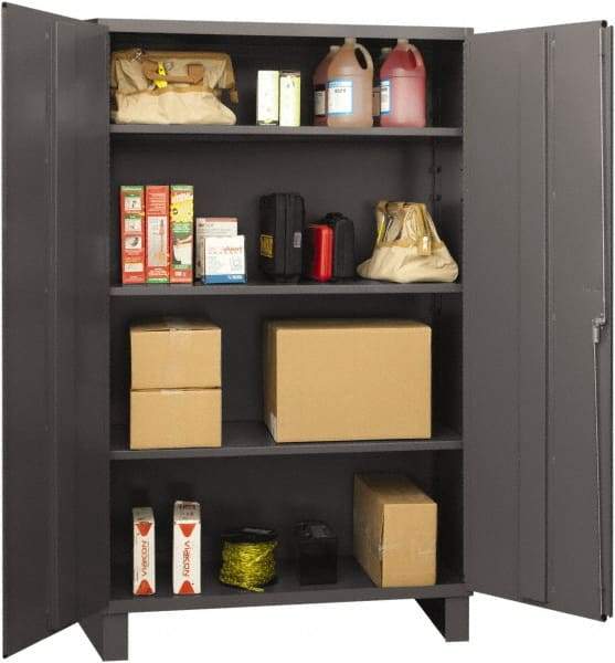 Durham - 3 Shelf Locking Storage Cabinet - Steel, 48" Wide x 24" Deep x 72" High, Gray - Apex Tool & Supply