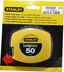 Stanley - 50' x 3/8" Yellow Blade Tape Measure - 1/8" Graduation, Inch Graduation Style, Yellow Case - Apex Tool & Supply