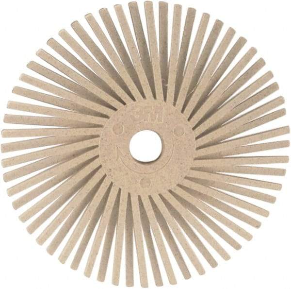 3M - 3" 120 Grit Ceramic Tapered Disc Brush - Fine Grade, Plain Hole Connector, 1" Trim Length, 0.37" Arbor Hole - Apex Tool & Supply