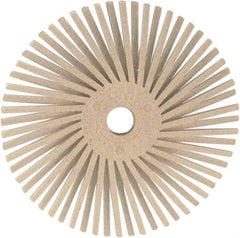 3M - 3" 120 Grit Ceramic Tapered Disc Brush - Fine Grade, Plain Hole Connector, 1" Trim Length, 0.37" Arbor Hole - Apex Tool & Supply