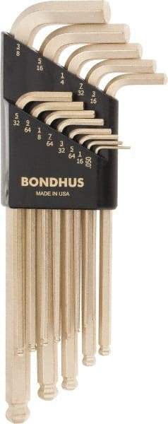 Bondhus - 13 Piece L-Key Ball End Hex Key Set - Hex Range 0.05 to 3/8", Steel - Apex Tool & Supply