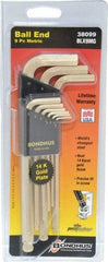 Bondhus - 9 Piece L-Key Ball End Hex Key Set - Hex Range 1.5 to 10mm, Steel - Apex Tool & Supply