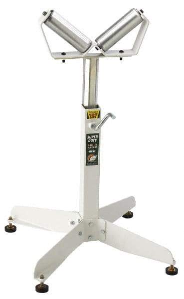 HTC - 26-1/2 Inch to 43-1/2 Inch High Heavy Duty Inch V Inch Roller Support - 500 Lbs. Limit, with 2 and 4 Inch Wide Rollers - Apex Tool & Supply