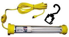 Made in USA - 120 Volt, 50 Watt, Electric, Fluorescent Portable Hook Work Light - 50' Cord, 1 Head, 4,300 Lumens, 32-1/4" Long - Apex Tool & Supply