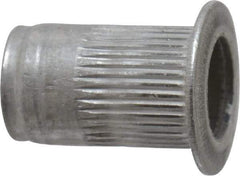 Made in USA - #10-24, 0.296 Insert Diam, 0.475" OAL, Knurled Body Open End Threaded Insert - 0.2969" Hole Diam, 0.415" Head Diam, 5056 Aluminum, Clear Protective Coating - Apex Tool & Supply