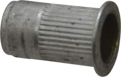 Made in USA - 1/4-20, 0.39 Insert Diam, 0.68" OAL, Knurled Body Open End Threaded Insert - 0.3906" Hole Diam, 1/2" Head Diam, 5056 Aluminum, Clear Protective Coating - Apex Tool & Supply