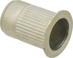 Made in USA - 5/16-18, 0.53 Insert Diam, 0.805" OAL, Knurled Body Open End Threaded Insert - 0.5312" Hole Diam, 0.685" Head Diam, 1008/1010 Steel, Clear Protective Coating & Zinc Yellow Dichromate Finish - Apex Tool & Supply