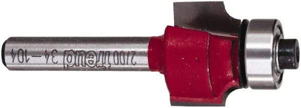 Freud - 3/4" Cut Diam, 1/2" Length of Cut, 0 Flute Round-Over Edge Profile Router Bit - Carbide-Tipped, 1/4" Shank Diam, 2-3/16" OAL, Proprietary Coating - Apex Tool & Supply