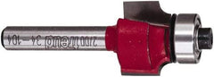 Freud - 3/4" Cut Diam, 1/2" Length of Cut, 0 Flute Round-Over Edge Profile Router Bit - Carbide-Tipped, 1/4" Shank Diam, 2-3/16" OAL, Proprietary Coating - Apex Tool & Supply