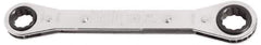 Proto - 12mm x 14mm 6 Point Reversible Ratcheting Box Wrench - Double End, 9/64" Head Diam x 1/2" Head Thickness, 9-1/4" OAL, Steel, Polished Finish - Apex Tool & Supply