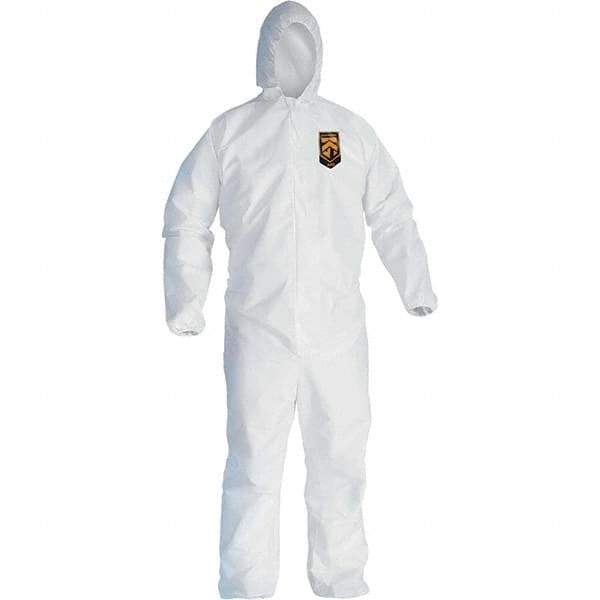 KleenGuard - Size 3XL Film Laminate General Purpose Coveralls - White, Zipper Closure, Elastic Cuffs, Elastic Ankles, Serged Seams - Apex Tool & Supply