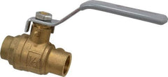 Value Collection - 1/2" Pipe, Full Port, Brass Standard Ball Valve - Inline - One Way Flow, Soldered x Soldered Ends, Lever Handle, 500 WOG - Apex Tool & Supply