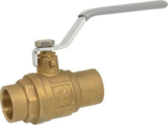 Value Collection - 3/4" Pipe, Full Port, Brass Standard Ball Valve - Inline - One Way Flow, Soldered x Soldered Ends, Lever Handle, 500 WOG - Apex Tool & Supply