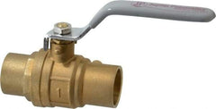 Value Collection - 1" Pipe, Full Port, Brass Standard Ball Valve - Inline - One Way Flow, Soldered x Soldered Ends, Lever Handle, 500 WOG - Apex Tool & Supply