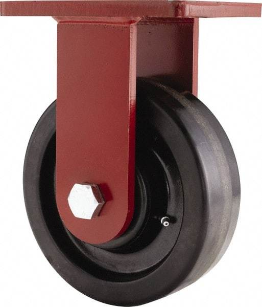 Hamilton - 8" Diam x 2-1/2" Wide x 10-1/2" OAH Top Plate Mount Rigid Caster - Phenolic, 2,000 Lb Capacity, Straight Roller Bearing, 5-1/2 x 7-1/2" Plate - Apex Tool & Supply