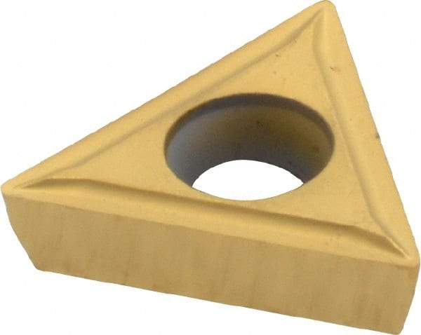 Kennametal - TPGT32.51 LF Grade KC730 Carbide Turning Insert - TiN Finish, 60° Triangle, 3/8" Inscr Circle, 5/32" Thick, 1/64" Corner Radius - Apex Tool & Supply