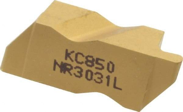 Kennametal - 3031NR Grade KC850, 1.58mm Cutting Width Carbide Grooving Insert - 2.39mm Max Depth of Cut, Left Hand, 0.79mm Corner Radius, TiC/TiCN/TiN Finish - Apex Tool & Supply