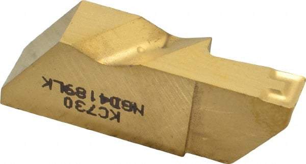 Kennametal - 4189NGD K Grade KC730, 4.8mm Cutting Width Carbide Grooving Insert - 9.53mm Max Depth of Cut, Left Hand, 0.57mm Corner Radius, TiN Finish - Apex Tool & Supply