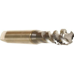 Emuge - 3/8-16 UNC 3 Flute 2B Bottoming Spiral Flute Tap - Cobalt, TiCN Finish, 3.937" OAL, Right Hand Flute, Right Hand Thread, Series Enorm - Exact Industrial Supply