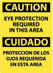 NMC - "Caution - Eye Protection Required in This Area", 14" Long x 10" Wide, Pressure-Sensitive Vinyl Safety Sign - Rectangle, 0.004" Thick, Use for Accident Prevention - Apex Tool & Supply