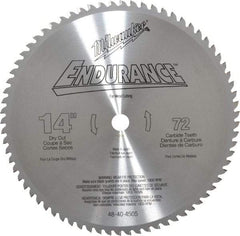 Milwaukee Tool - 14" Diam, 1" Arbor Hole Diam, 72 Tooth Wet & Dry Cut Saw Blade - Carbide-Tipped, Burr-Free, Clean, Smooth Action, Standard Round Arbor - Apex Tool & Supply