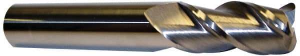 Accupro - 3/4", 3 Flute, Single End, Solid Carbide, 1/8" Corner Radius End Mill - 4" OAL, 40° Helix, Right Hand Flute, 1-1/2" LOC, Right Hand Cut - Apex Tool & Supply