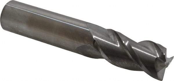 Accupro - 3/4", 3 Flute, Single End, Solid Carbide, 0.03" Corner Radius End Mill - 4" OAL, 40° Helix, Right Hand Flute, 1-1/2" LOC, Right Hand Cut - Apex Tool & Supply