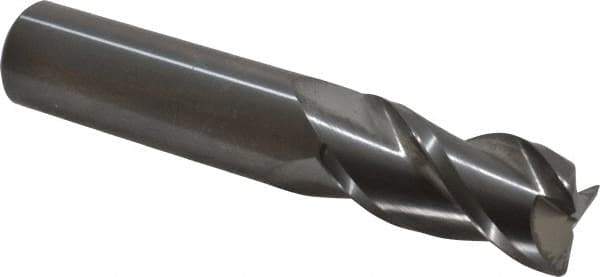 Accupro - 3/4", 3 Flute, Single End, Solid Carbide, 0.045" Corner Radius End Mill - 4" OAL, 40° Helix, Right Hand Flute, 1-1/2" LOC, Right Hand Cut - Apex Tool & Supply