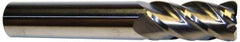 Accupro - 1", 4 Flute, Single End, Solid Carbide, 0.01" Corner Radius End Mill - 6" OAL, 40° Helix, Right Hand Flute, 2" LOC, Right Hand Cut - Apex Tool & Supply