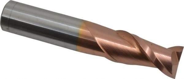 Accupro - 5/8", 2 Flute, Single End, Solid Carbide, 0.01" Corner Radius End Mill - 3-1/2" OAL, 40° Helix, Right Hand Flute, 1-1/4" LOC, Right Hand Cut - Apex Tool & Supply