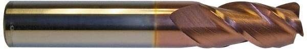 Accupro - 5/8", 3 Flute, Single End, Solid Carbide, 0.02" Corner Radius End Mill - 3-1/2" OAL, 40° Helix, Right Hand Flute, 1-1/4" LOC, Right Hand Cut - Apex Tool & Supply