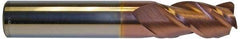 Accupro - 5/8", 3 Flute, Single End, Solid Carbide, 0.015" Corner Radius End Mill - 3-1/2" OAL, 40° Helix, Right Hand Flute, 1-1/4" LOC, Right Hand Cut - Apex Tool & Supply
