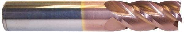 Accupro - 3/8", 4 Flute, Single End, Solid Carbide, 0.01" Corner Radius End Mill - 4" OAL, 40° Helix, Right Hand Flute, 1-3/4" LOC, Right Hand Cut - Apex Tool & Supply
