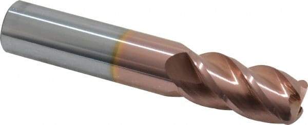 Accupro - 5/8", 4 Flute, Single End, Solid Carbide, 1/8" Corner Radius End Mill - 3-1/2" OAL, 40° Helix, Right Hand Flute, 1-1/4" LOC, Right Hand Cut - Apex Tool & Supply