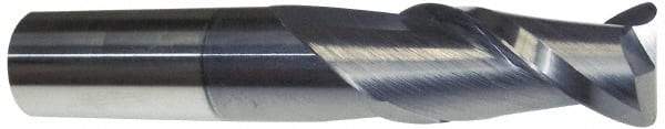 Accupro - 5/8", 2 Flute, Single End, Solid Carbide, 1/8" Corner Radius End Mill - 3-1/2" OAL, 40° Helix, Right Hand Flute, 1-1/4" LOC, Right Hand Cut - Apex Tool & Supply