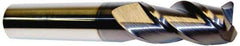 Accupro - 5/8", 3 Flute, Single End, Solid Carbide, 0.045" Corner Radius End Mill - 3-1/2" OAL, 40° Helix, Right Hand Flute, 1-1/4" LOC, Right Hand Cut - Apex Tool & Supply