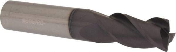 Accupro - 5/8", 3 Flute, Single End, Solid Carbide, 0.03" Corner Radius End Mill - 3-1/2" OAL, 40° Helix, Right Hand Flute, 1-1/4" LOC, Right Hand Cut - Apex Tool & Supply