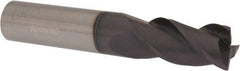 Accupro - 5/8", 3 Flute, Single End, Solid Carbide, 0.03" Corner Radius End Mill - 3-1/2" OAL, 40° Helix, Right Hand Flute, 1-1/4" LOC, Right Hand Cut - Apex Tool & Supply