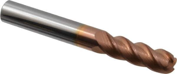 Accupro - 3/8", 4 Flute, Single End, Solid Carbide, 1/8" Corner Radius End Mill - 3" OAL, 40° Helix, Right Hand Flute, 1-1/8" LOC, Right Hand Cut - Apex Tool & Supply