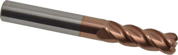Accupro - 3/8", 4 Flute, Single End, Solid Carbide, 0.09" Corner Radius End Mill - 3" OAL, 40° Helix, Right Hand Flute, 1-1/8" LOC, Right Hand Cut - Apex Tool & Supply