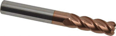 Accupro - 3/8", 4 Flute, Single End, Solid Carbide, 0.09" Corner Radius End Mill - 3" OAL, 40° Helix, Right Hand Flute, 1-1/8" LOC, Right Hand Cut - Apex Tool & Supply
