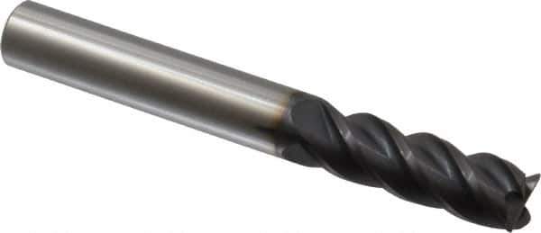 Accupro - 3/8", 4 Flute, Single End, Solid Carbide, 0.015" Corner Radius End Mill - 3" OAL, 40° Helix, Right Hand Flute, 1-1/8" LOC, Right Hand Cut - Apex Tool & Supply
