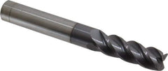 Accupro - 3/8", 4 Flute, Single End, Solid Carbide, 0.02" Corner Radius End Mill - 3" OAL, 40° Helix, Right Hand Flute, 1-1/8" LOC, Right Hand Cut - Apex Tool & Supply