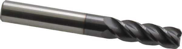 Accupro - 3/8", 4 Flute, Single End, Solid Carbide, 0.045" Corner Radius End Mill - 3" OAL, 40° Helix, Right Hand Flute, 1-1/8" LOC, Right Hand Cut - Apex Tool & Supply