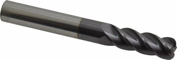 Accupro - 3/8", 4 Flute, Single End, Solid Carbide, 0.09" Corner Radius End Mill - 3" OAL, 40° Helix, Right Hand Flute, 1-1/8" LOC, Right Hand Cut - Apex Tool & Supply