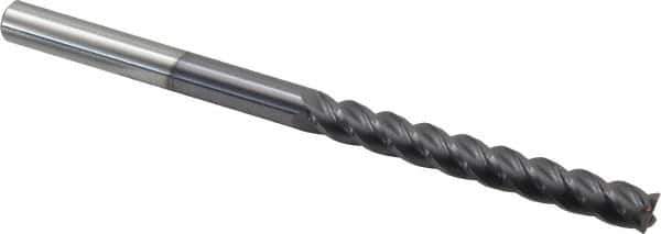 Accupro - 3/8", 4 Flute, Single End, Solid Carbide, 0.02" Corner Radius End Mill - 6" OAL, 40° Helix, Right Hand Flute, 3" LOC, Right Hand Cut - Apex Tool & Supply