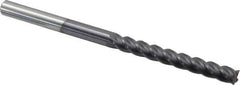 Accupro - 3/8", 4 Flute, Single End, Solid Carbide, 0.02" Corner Radius End Mill - 6" OAL, 40° Helix, Right Hand Flute, 3" LOC, Right Hand Cut - Apex Tool & Supply
